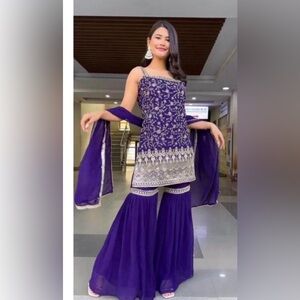 Elegant Purple Embroidered Suit
